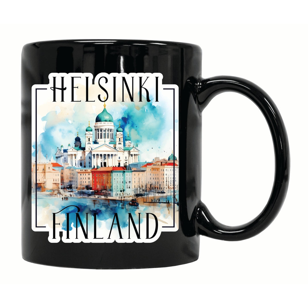 Helsinki Finland Watercolor Helsinki Cathedral Design Souvenir 12 oz Ceramic Coffee Mug Image 2