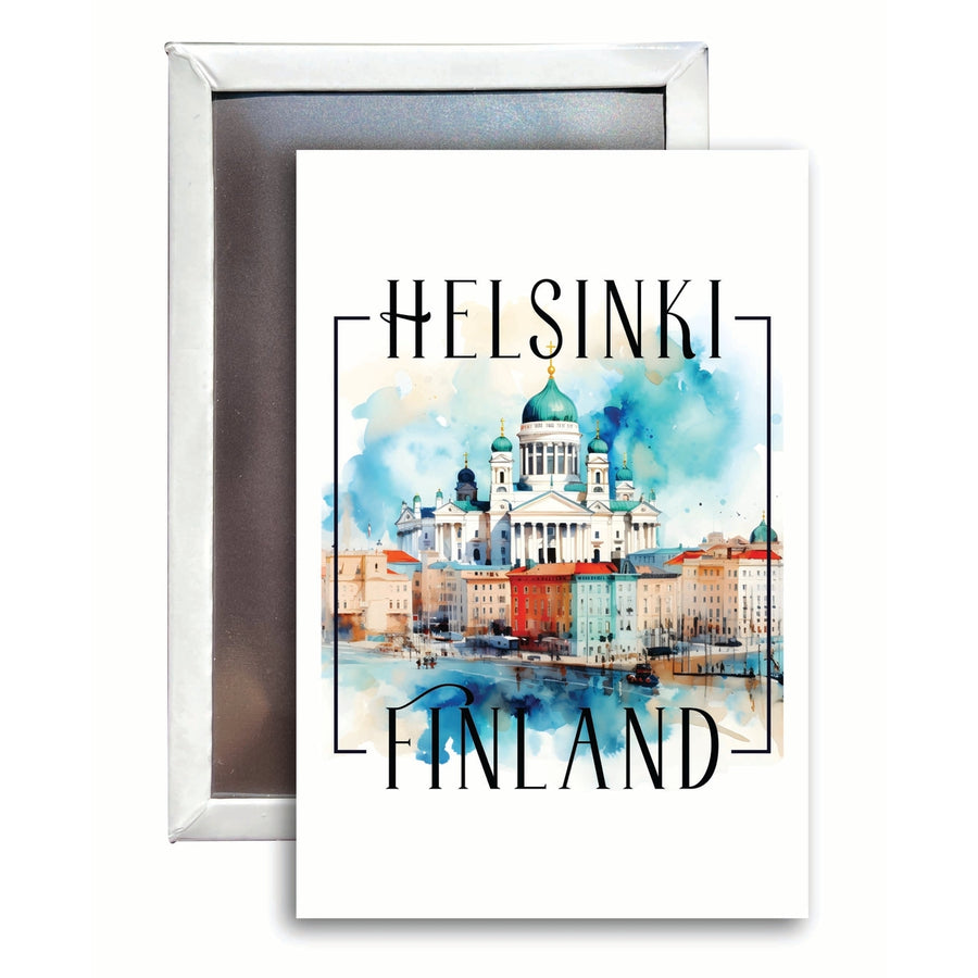 Helsinki Finland Watercolor Helsinki Cathedral Design Souvenir 2x3-Inch Fridge Magnet Image 1