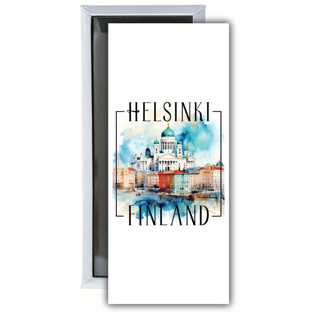 Helsinki Finland Watercolor Helsinki Cathedral Design Souvenir Fridge Magnet 4.75 x 2 Inch Image 1