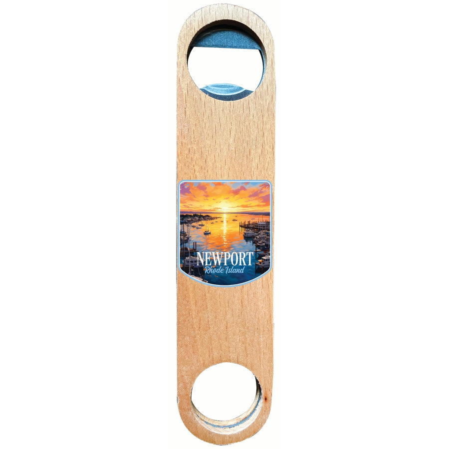 Newport Rhode Island Sunset over the Bay Design Souvenir Wooden Bottle Opener Image 1