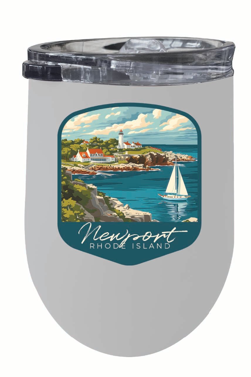 Newport Rhode Island Lighthouse on the Coast Design Souvenir 12 oz Insulated Wine Stainless Steel Tumbler Image 1