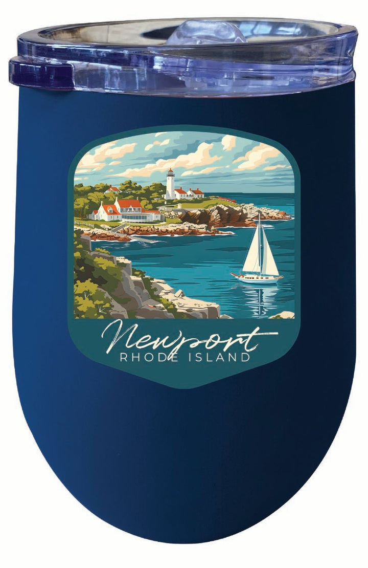 Newport Rhode Island Lighthouse on the Coast Design Souvenir 12 oz Insulated Wine Stainless Steel Tumbler Image 2