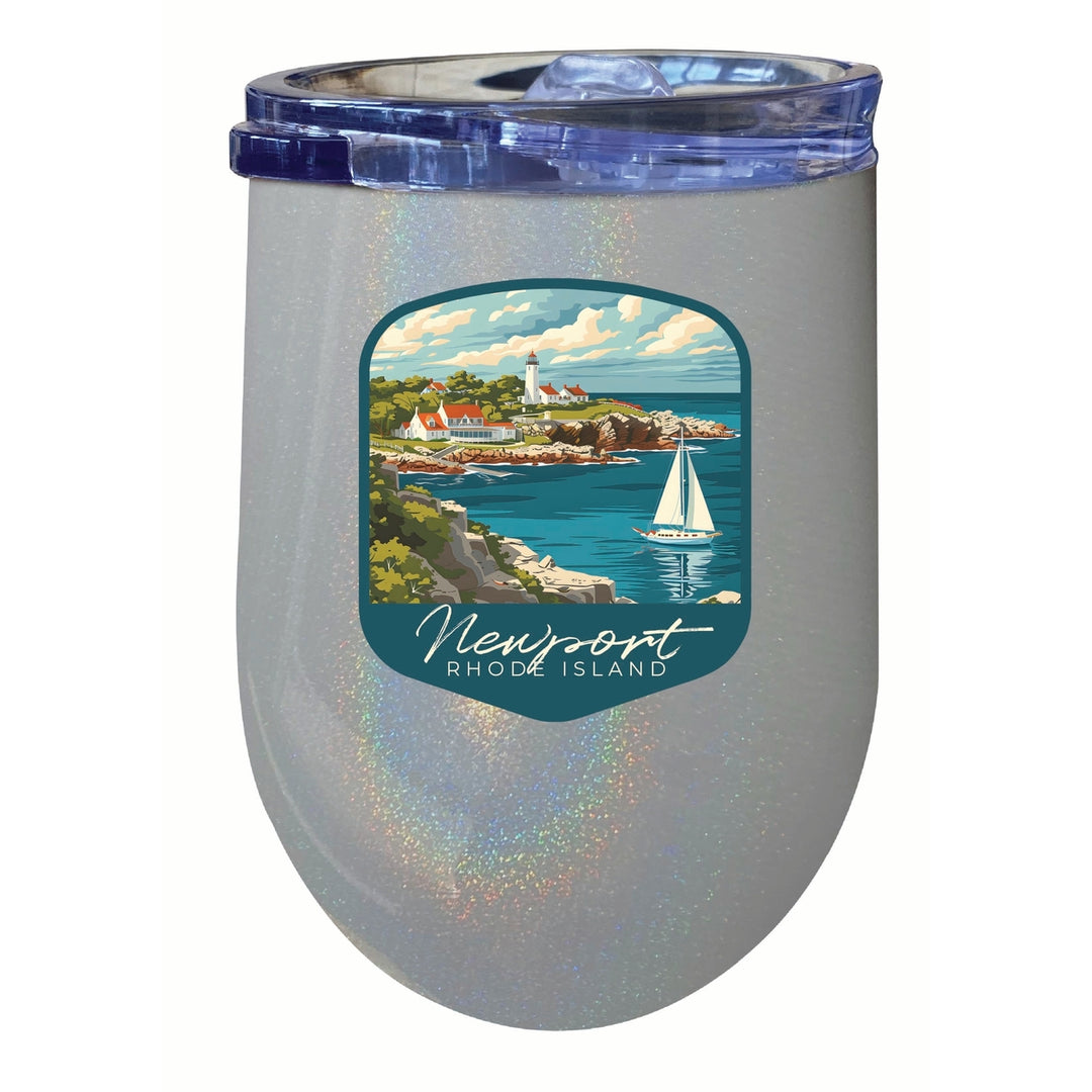 Newport Rhode Island Lighthouse on the Coast Design Souvenir 12 oz Insulated Wine Stainless Steel Tumbler Image 3