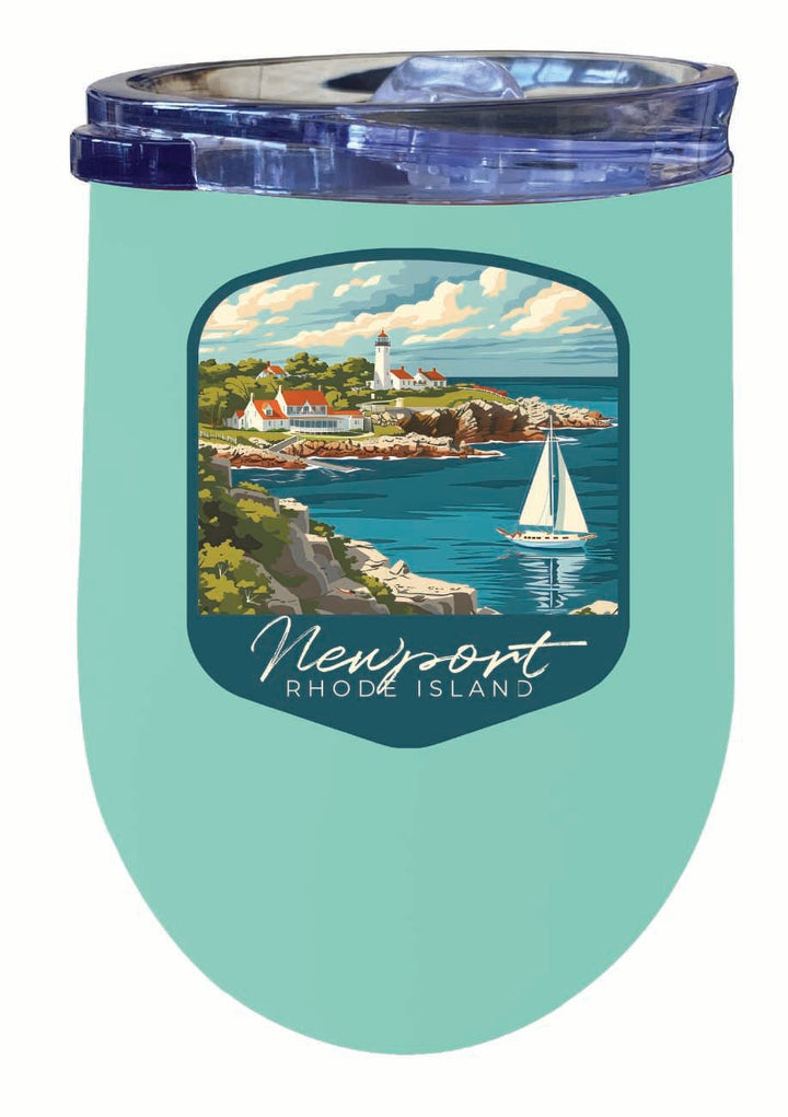 Newport Rhode Island Lighthouse on the Coast Design Souvenir 12 oz Insulated Wine Stainless Steel Tumbler Image 4