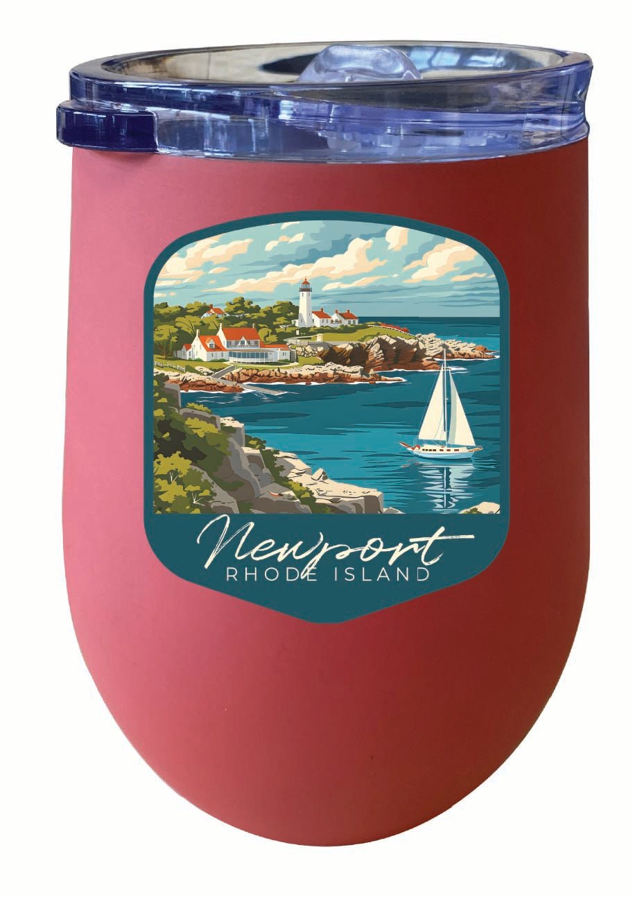 Newport Rhode Island Lighthouse on the Coast Design Souvenir 12 oz Insulated Wine Stainless Steel Tumbler Image 4