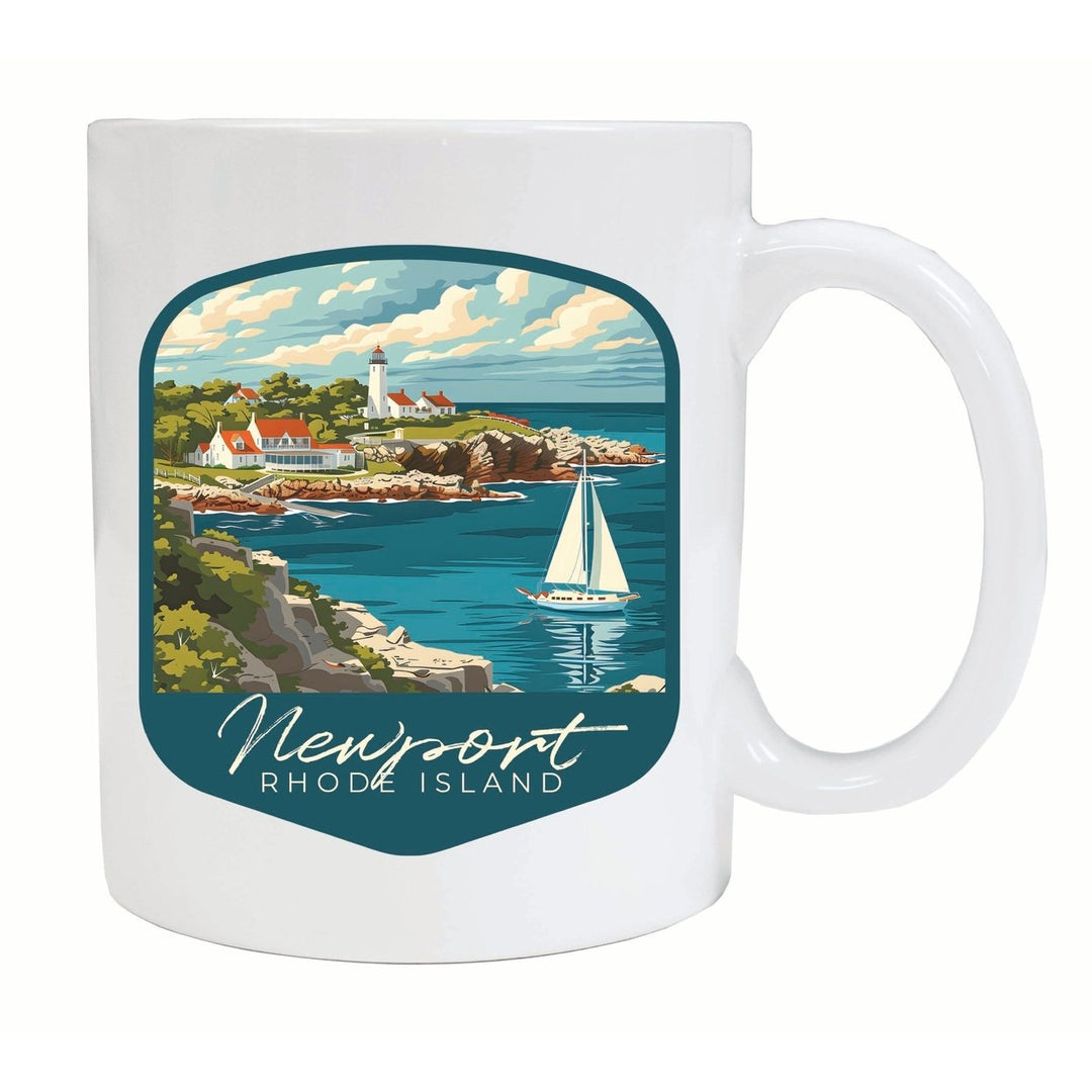 Newport Rhode Island Lighthouse on the Coast Design Souvenir 12 oz Ceramic Coffee Mug Image 2