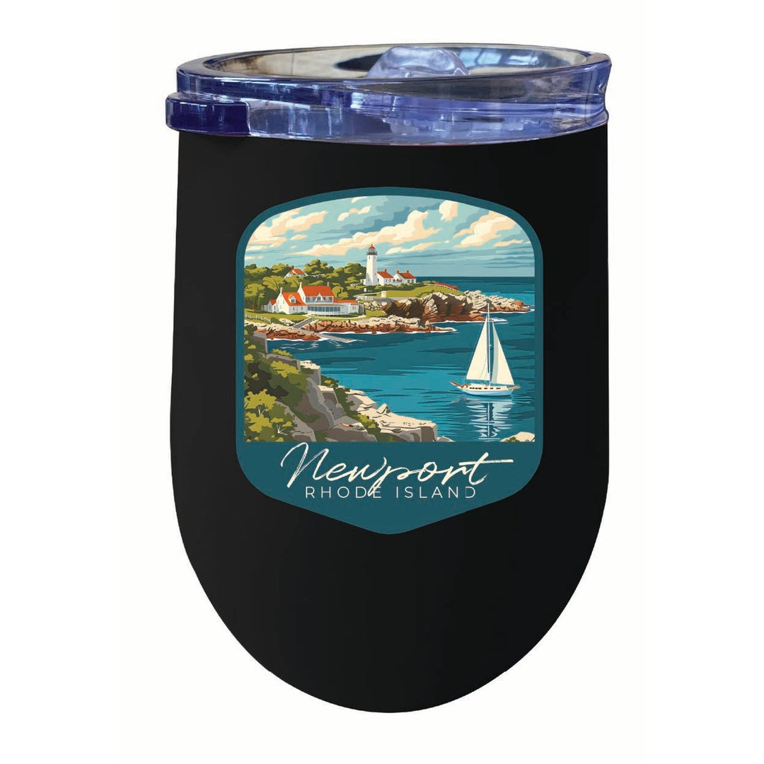 Newport Rhode Island Lighthouse on the Coast Design Souvenir 12 oz Insulated Wine Stainless Steel Tumbler Image 6