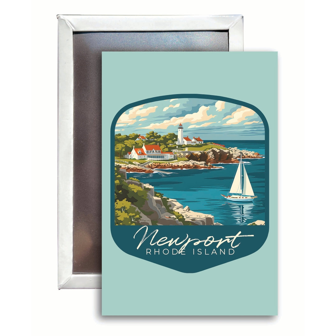 Newport Rhode Island Lighthouse on the Coast Design Souvenir 2x3-Inch Fridge Magnet Image 1