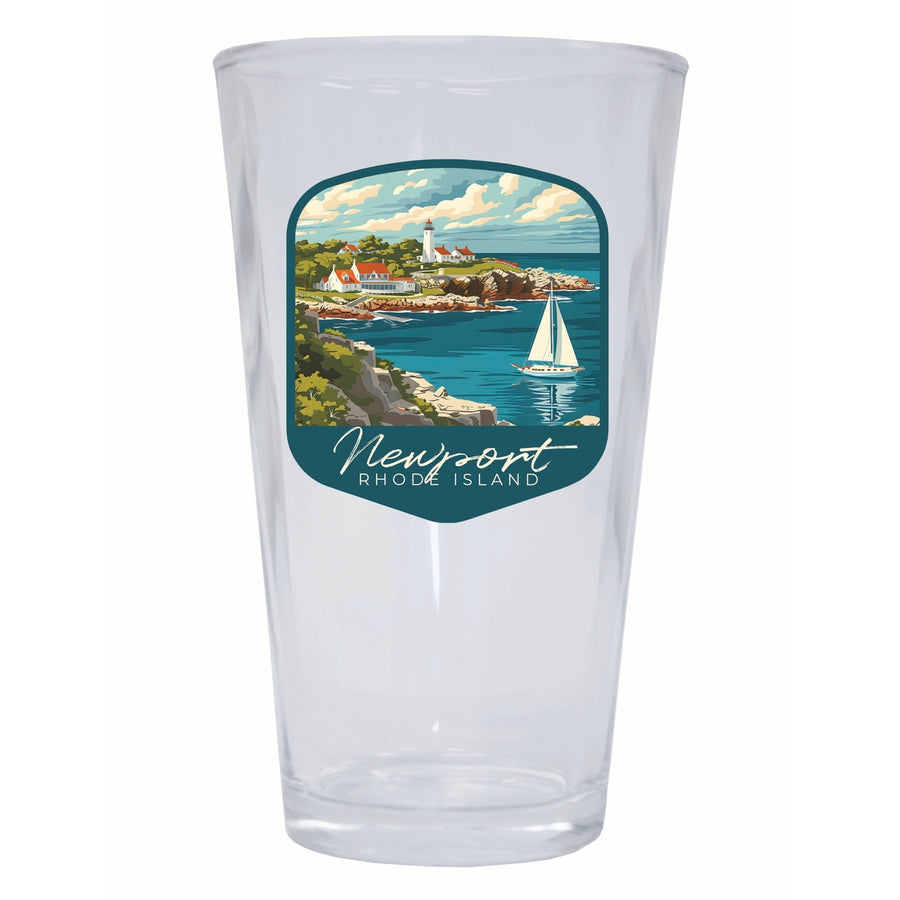 Newport Rhode Island Lighthouse on the Coast Design Souvenir 16 oz Pint Glass Image 1