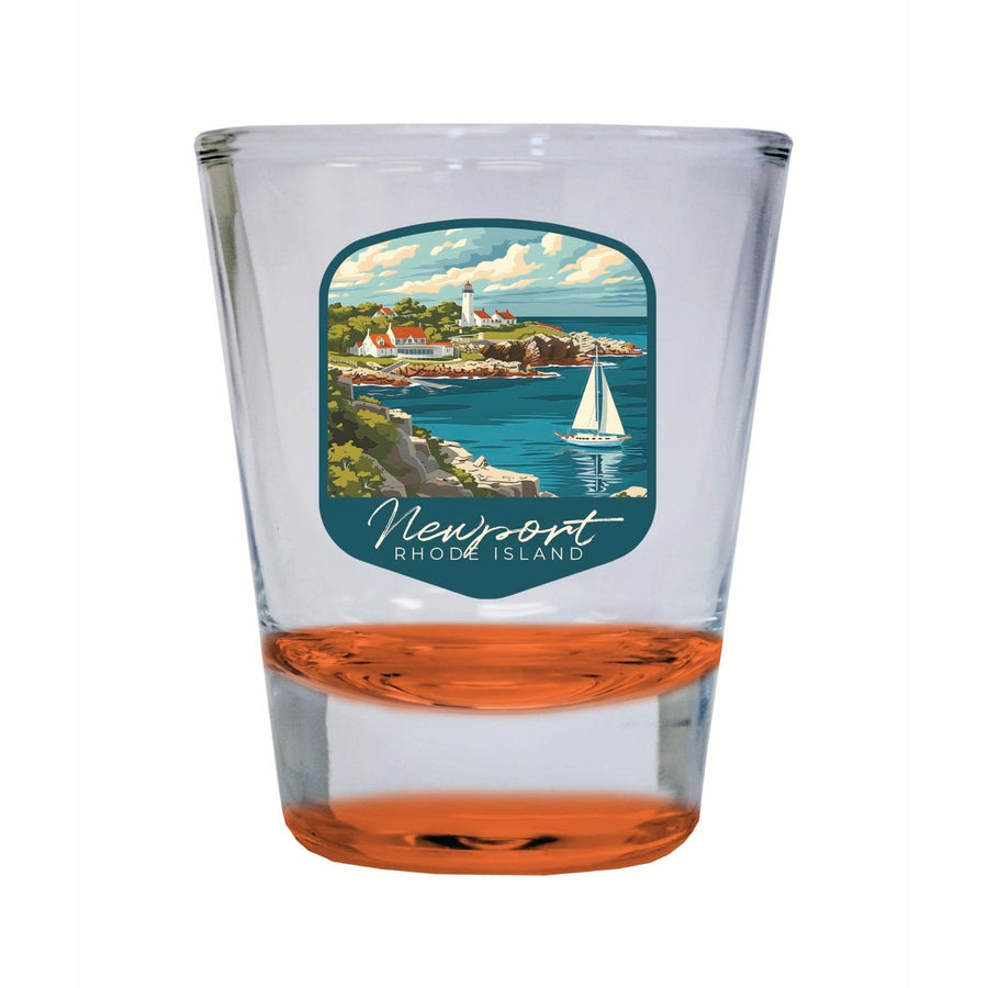 Newport Rhode Island Lighthouse on the Coast Design Souvenir 2 Ounce Shot Glass Round Image 1