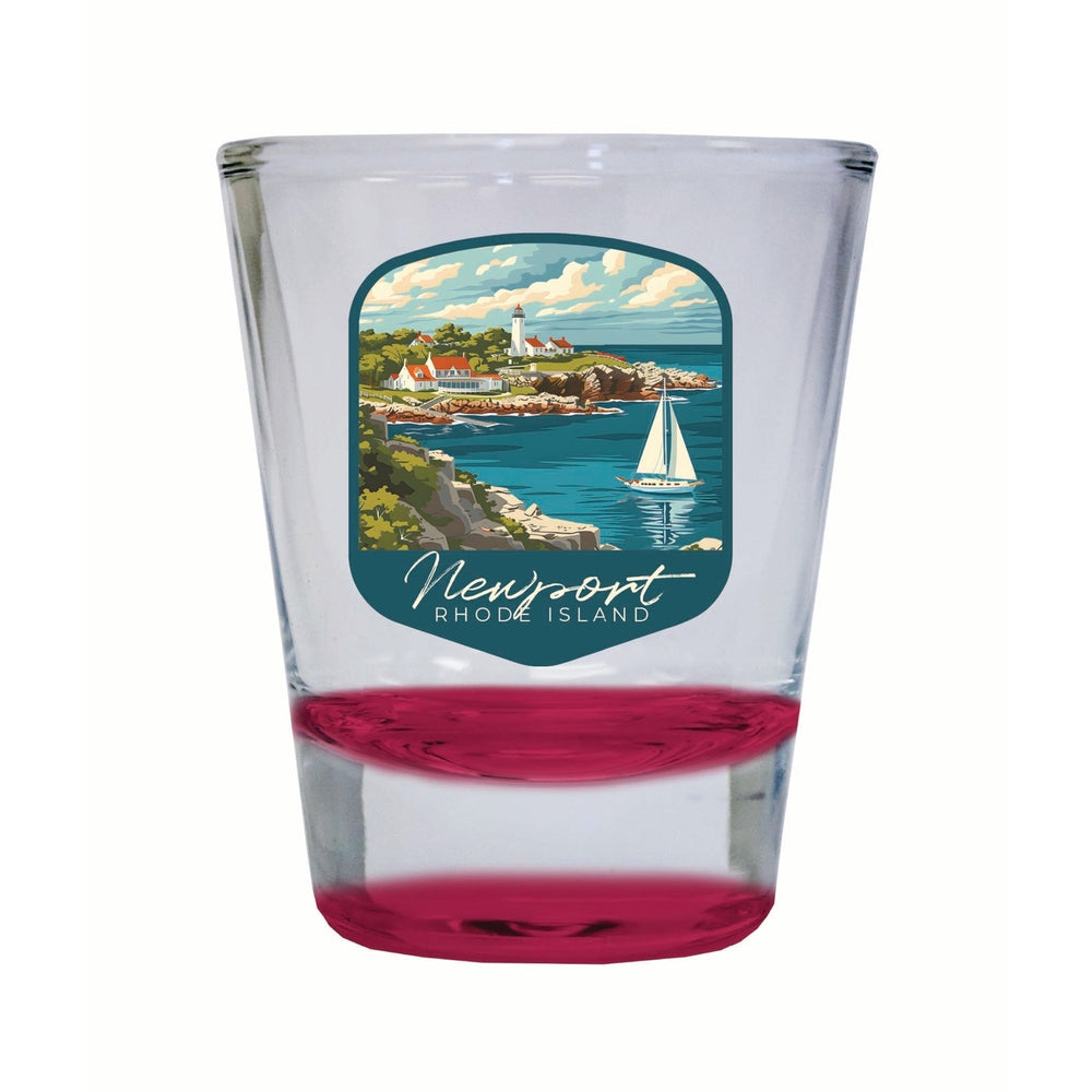 Newport Rhode Island Lighthouse on the Coast Design Souvenir 2 Ounce Shot Glass Round Image 2