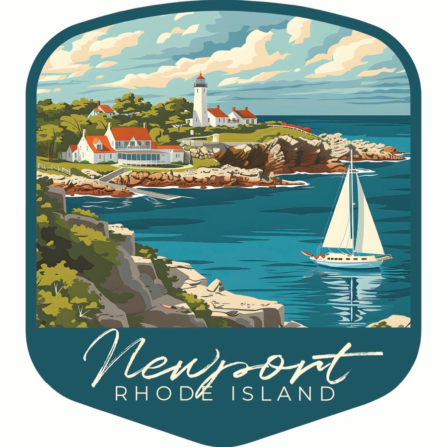 Newport Rhode Island Lighthouse on the Coast Design Souvenir Die Cut Flat Magnet Image 1