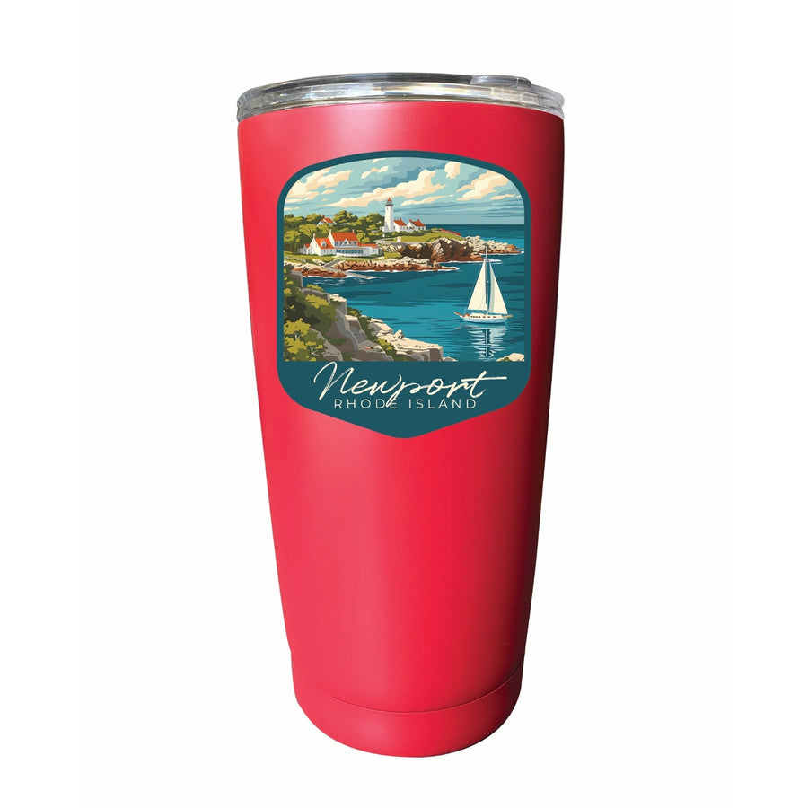 Newport Rhode Island Lighthouse on the Coast Design Souvenir 16 oz Stainless Steel Insulated Tumbler Image 1