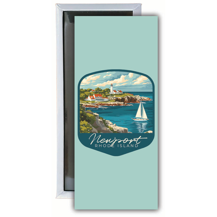 Newport Rhode Island Lighthouse on the Coast Design Souvenir Fridge Magnet 4.75 x 2 Inch Image 1