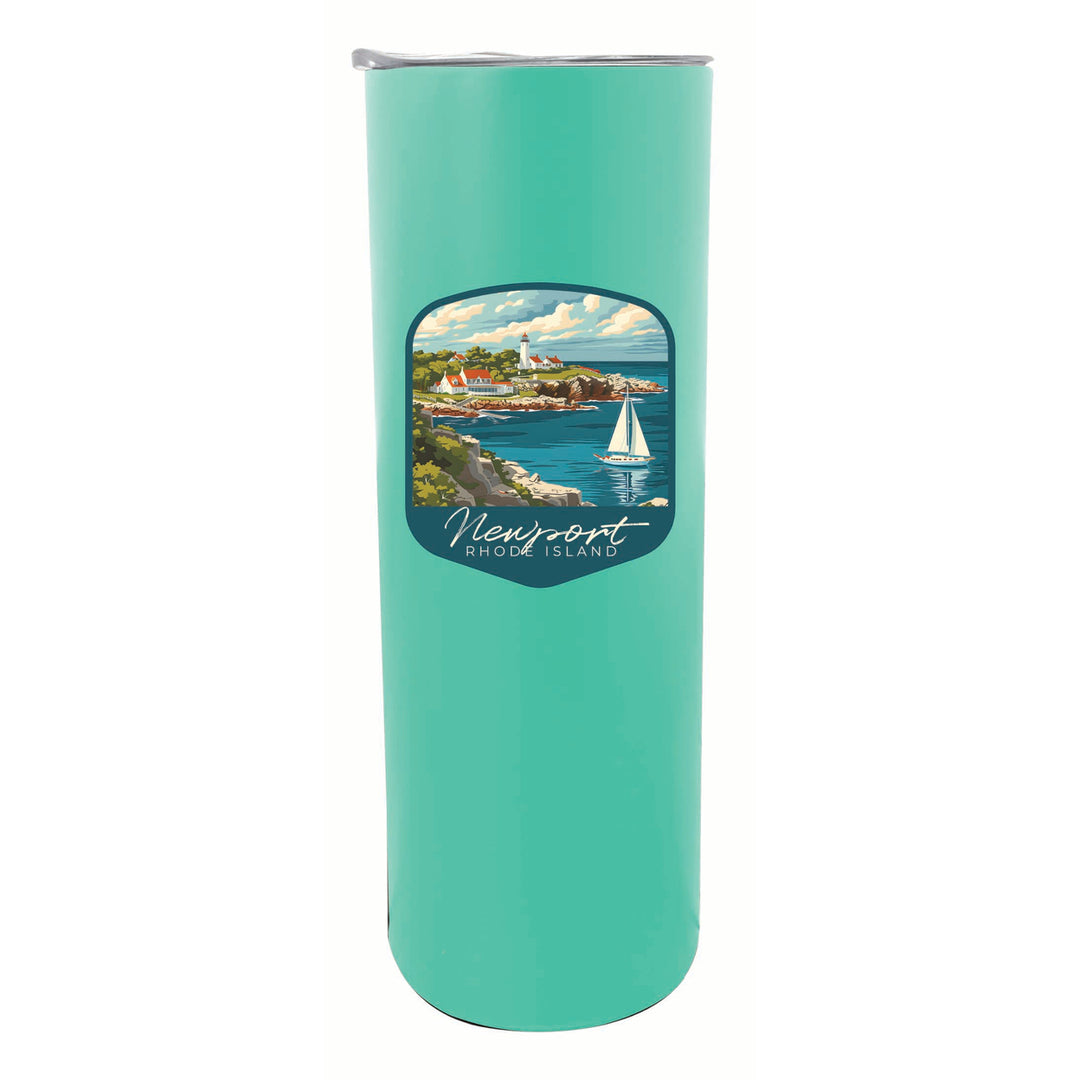 Newport Rhode Island Lighthouse on the Coast Design Souvenir 20 oz Insulated Stainless Steel Skinny Tumbler Image 4