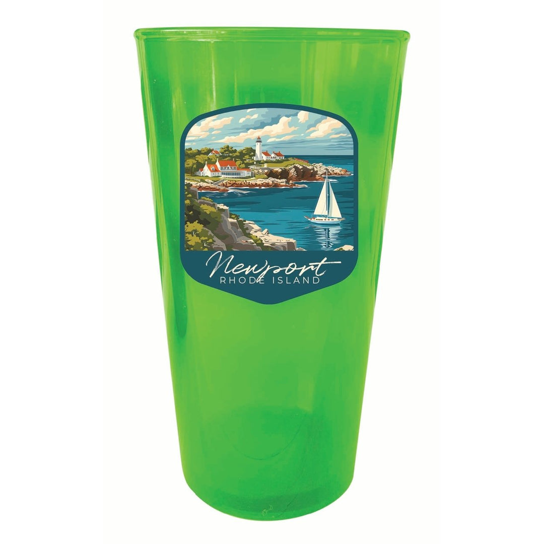 Newport Rhode Island Lighthouse on the Coast Design Souvenir Plastic 16 oz pint Image 4