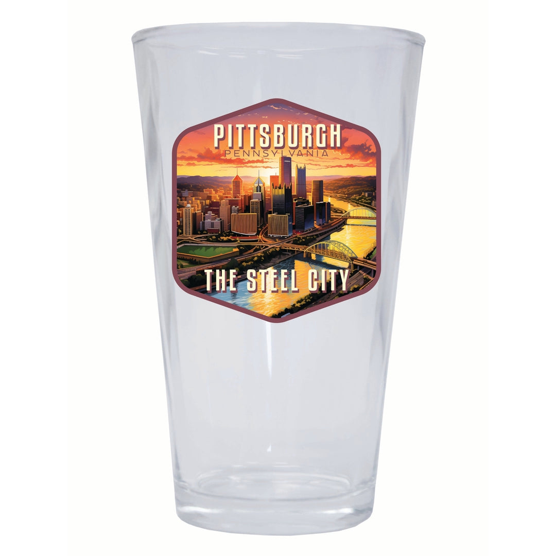 Pittsburgh Pennsylvania The Steel City Design Souvenir 16 oz Pint Glass Image 1