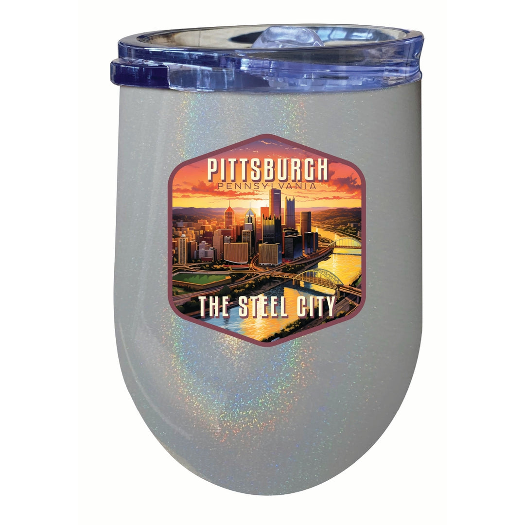 Pittsburgh Pennsylvania The Steel City Design Souvenir 12 oz Insulated Wine Stainless Steel Tumbler Image 3