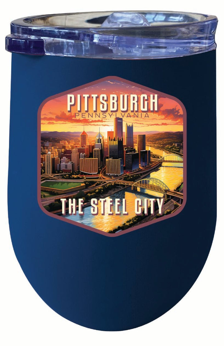 Pittsburgh Pennsylvania The Steel City Design Souvenir 12 oz Insulated Wine Stainless Steel Tumbler Image 4