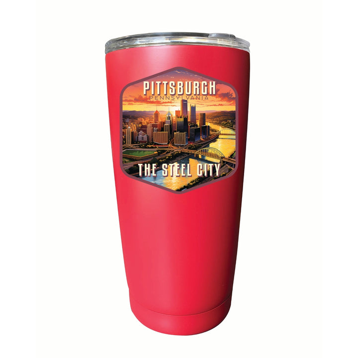 Pittsburgh Pennsylvania The Steel City Design Souvenir 16 oz Stainless Steel Insulated Tumbler Image 1