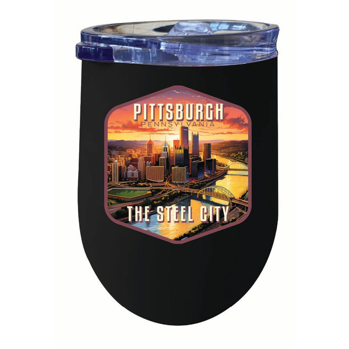 Pittsburgh Pennsylvania The Steel City Design Souvenir 12 oz Insulated Wine Stainless Steel Tumbler Image 4