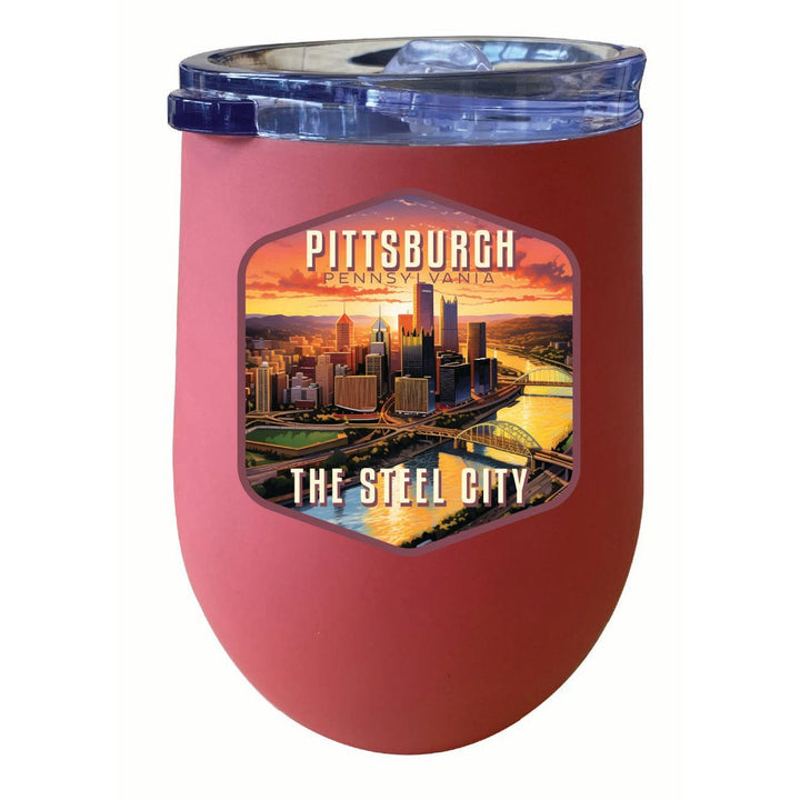 Pittsburgh Pennsylvania The Steel City Design Souvenir 12 oz Insulated Wine Stainless Steel Tumbler Image 6