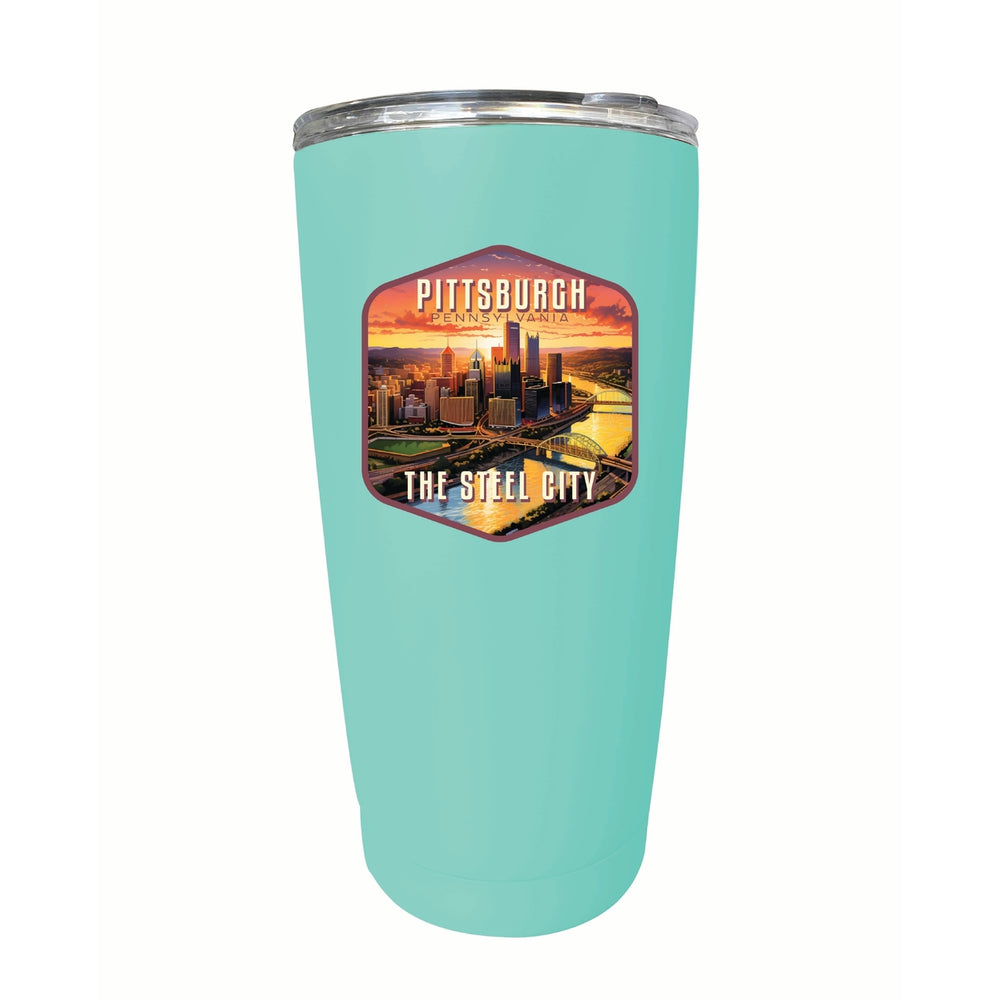 Pittsburgh Pennsylvania The Steel City Design Souvenir 16 oz Stainless Steel Insulated Tumbler Image 2