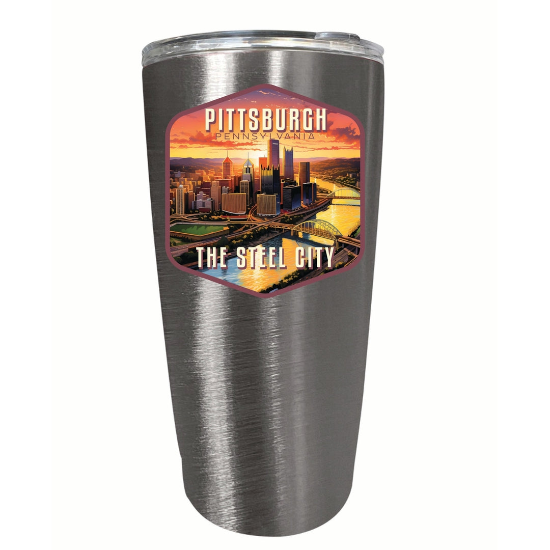 Pittsburgh Pennsylvania The Steel City Design Souvenir 16 oz Stainless Steel Insulated Tumbler Image 3