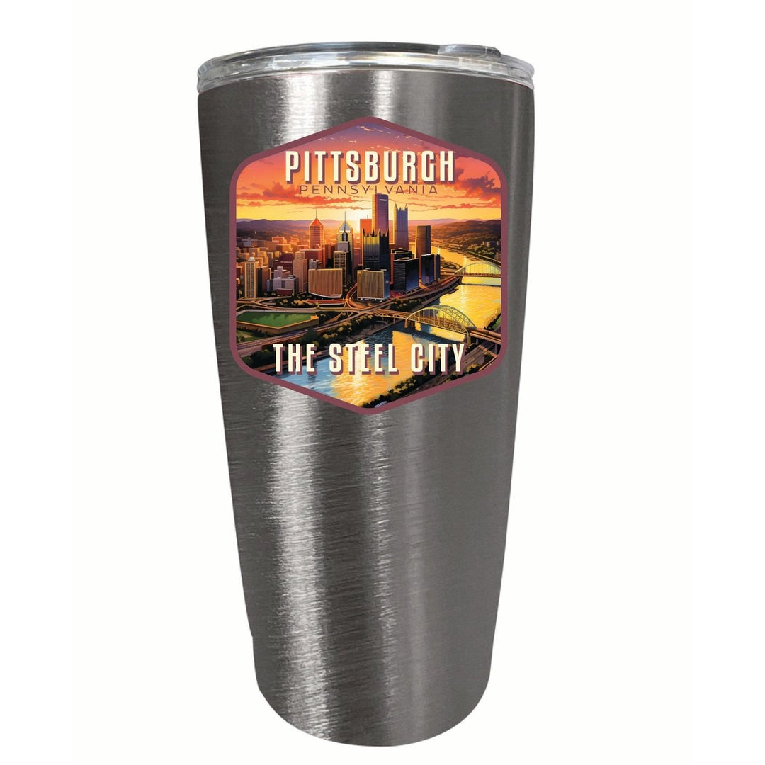 Pittsburgh Pennsylvania The Steel City Design Souvenir 16 oz Stainless Steel Insulated Tumbler Image 1