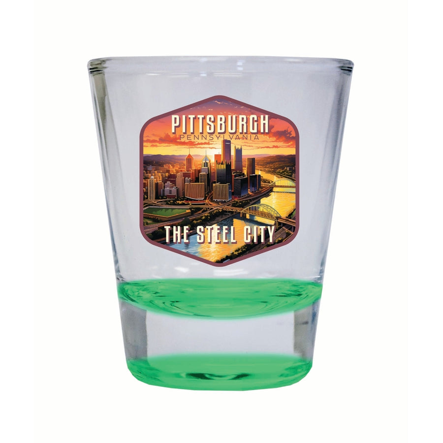 Pittsburgh Pennsylvania The Steel City Design Souvenir 2 Ounce Shot Glass Round Image 1