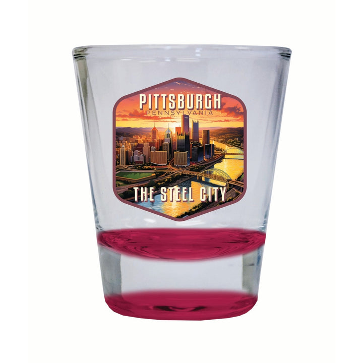 Pittsburgh Pennsylvania The Steel City Design Souvenir 2 Ounce Shot Glass Round Image 3