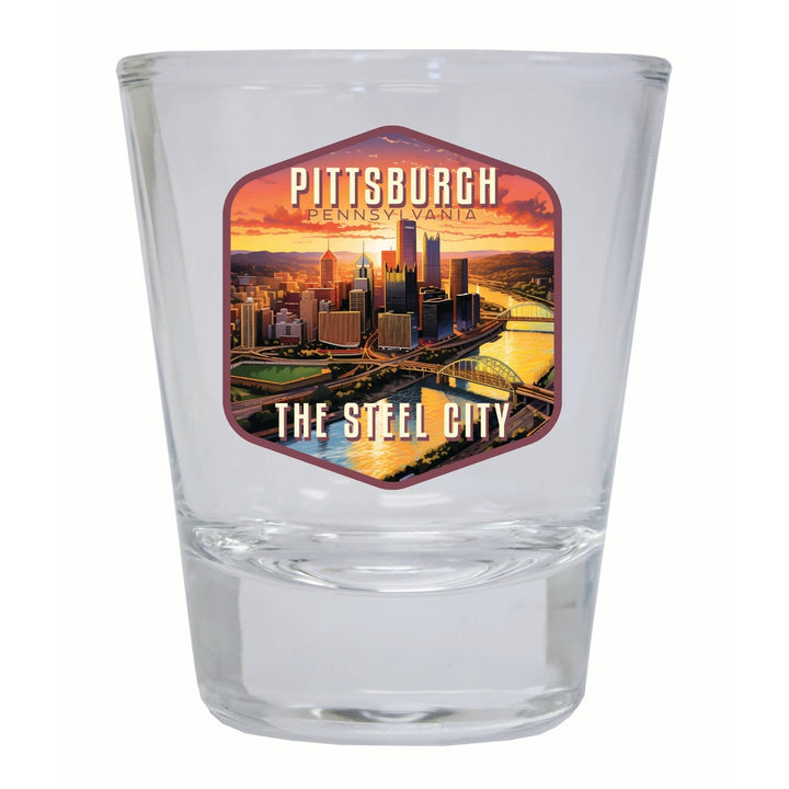 Pittsburgh Pennsylvania The Steel City Design Souvenir 2 Ounce Shot Glass Round Image 4