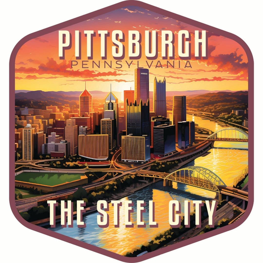 Pittsburgh Pennsylvania The Steel City Design Souvenir Die Cut Flat Magnet Image 1