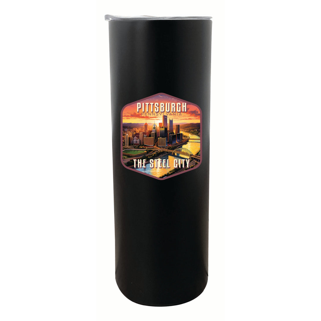 Pittsburgh Pennsylvania The Steel City Design Souvenir 20 oz Insulated Stainless Steel Skinny Tumbler Image 4