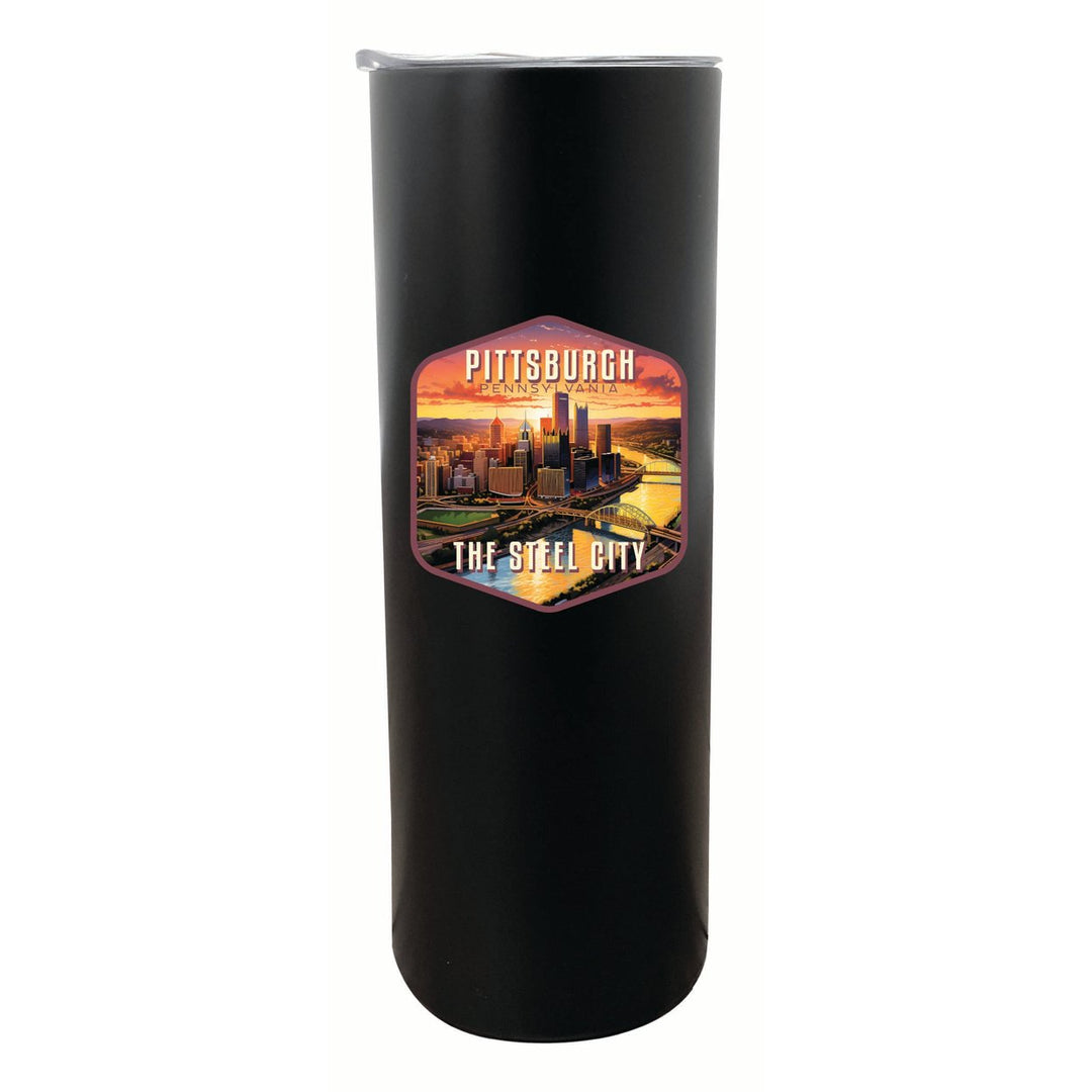 Pittsburgh Pennsylvania The Steel City Design Souvenir 20 oz Insulated Stainless Steel Skinny Tumbler Image 1