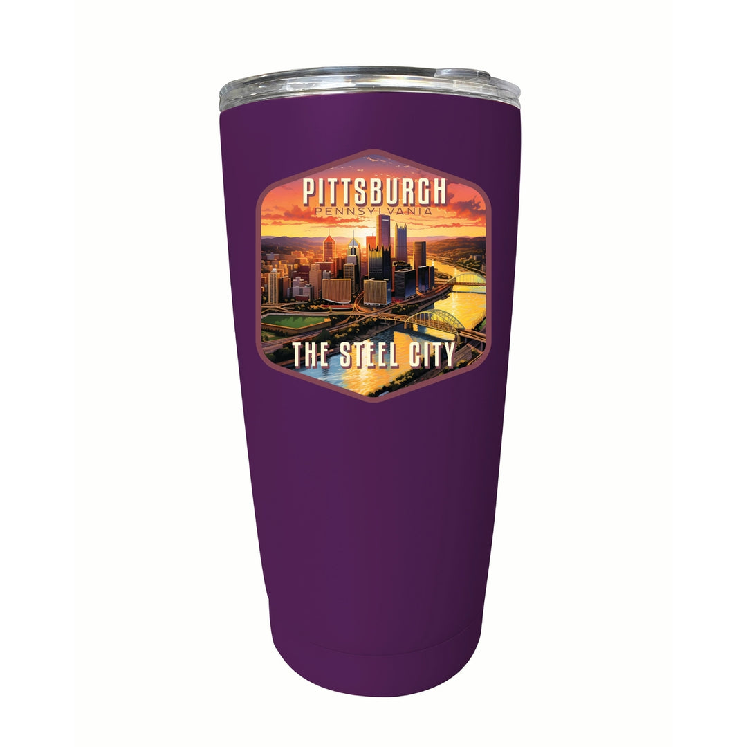 Pittsburgh Pennsylvania The Steel City Design Souvenir 16 oz Stainless Steel Insulated Tumbler Image 7