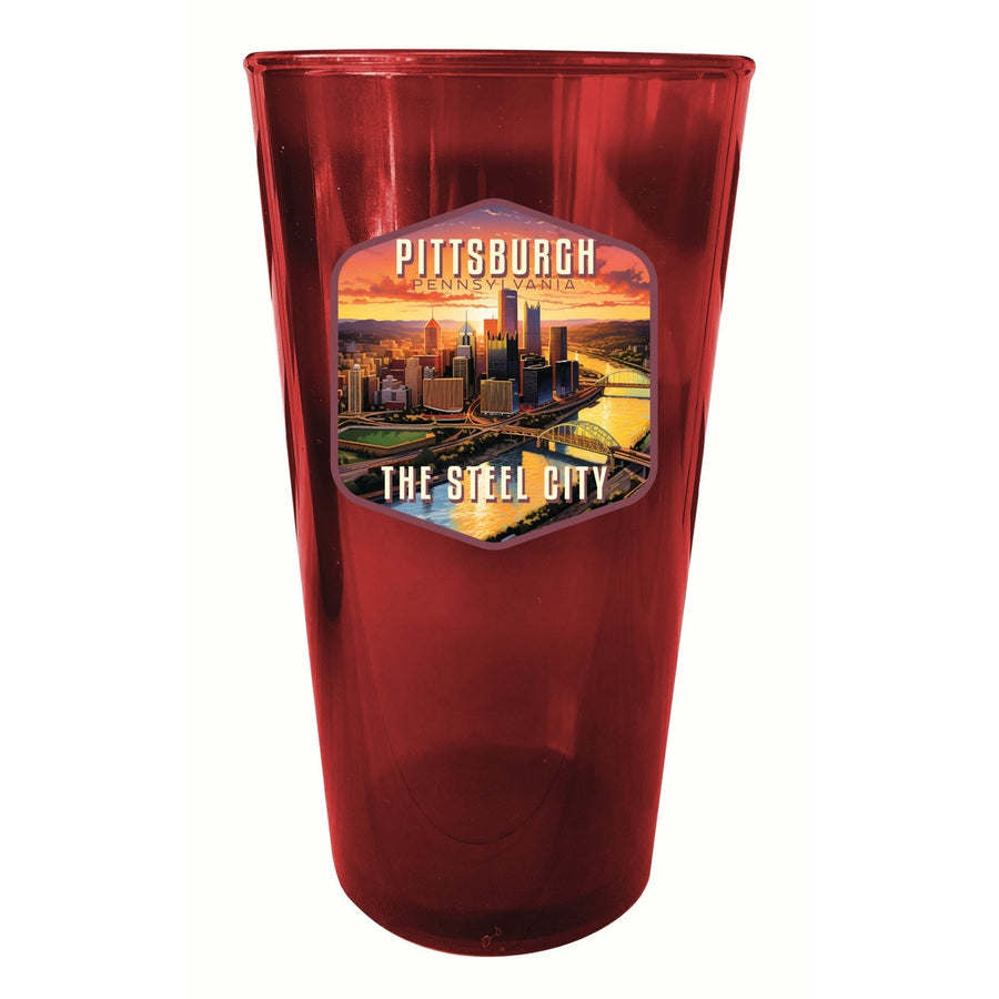 Pittsburgh Pennsylvania The Steel City Design Souvenir Plastic 16 oz pint Image 1