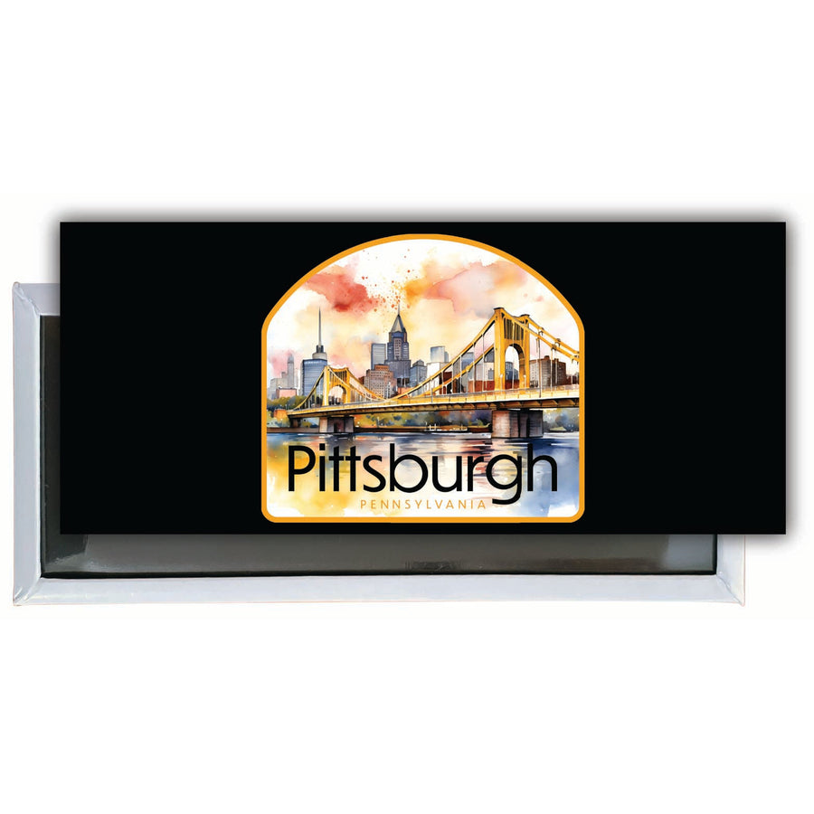 Pittsburgh Pennsylvania Yellow Bridge Design Souvenir Fridge Magnet 4.75 x 2 Inch Image 1