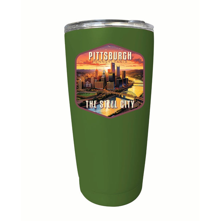 Pittsburgh Pennsylvania The Steel City Design Souvenir 16 oz Stainless Steel Insulated Tumbler Image 1