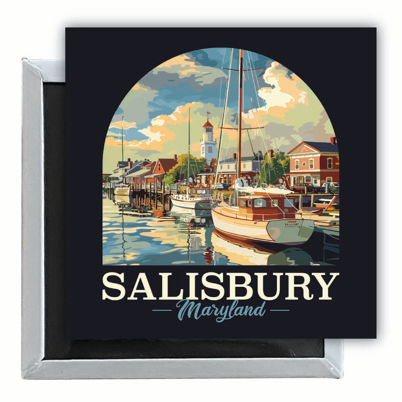 Salisbury Maryland Port of Salisbury Marina Design Souvenir 2.5 x 2.5-Inch Fridge Magnet Image 1