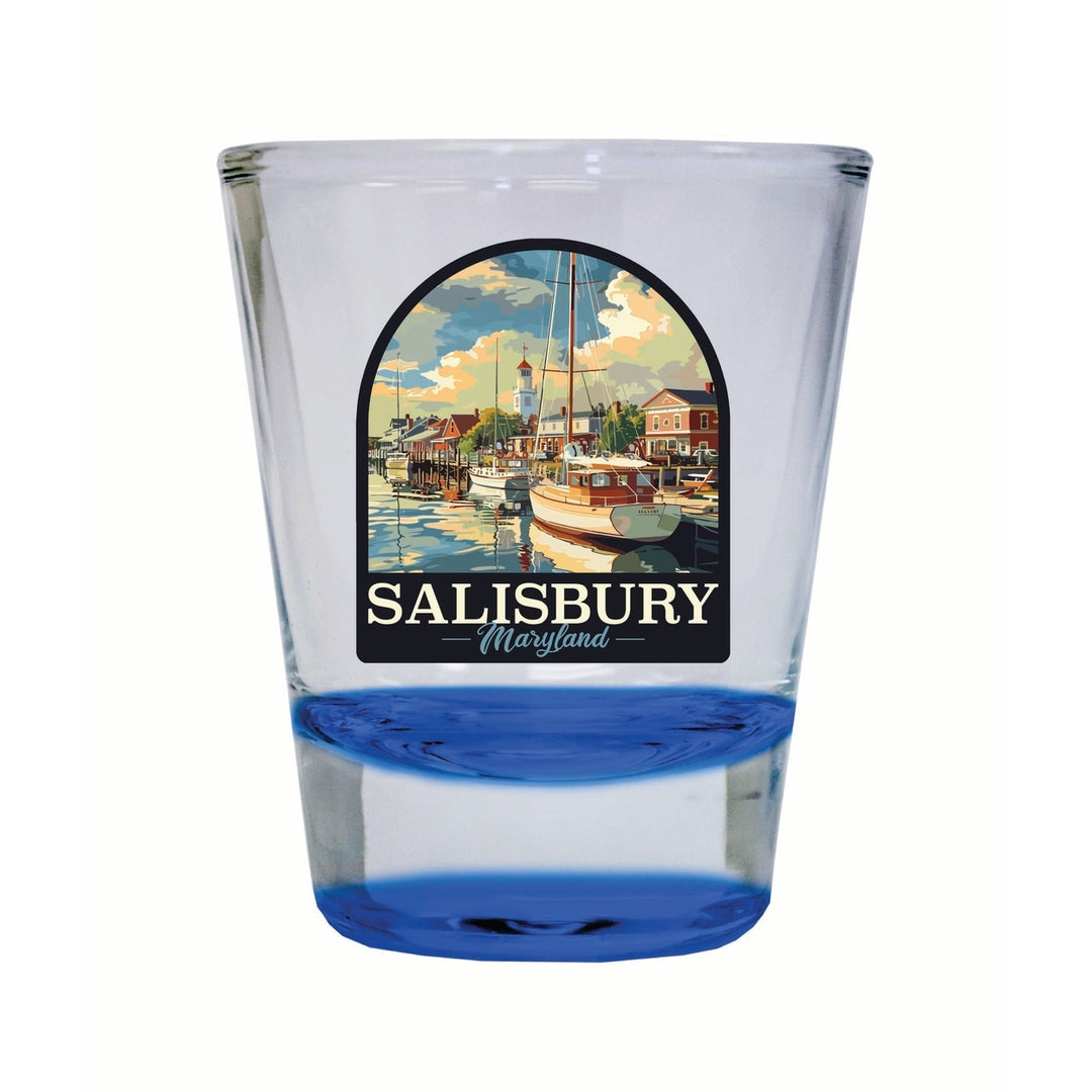 Salisbury Maryland Port of Salisbury Marina Design Souvenir 2 Ounce Shot Glass Round Image 3