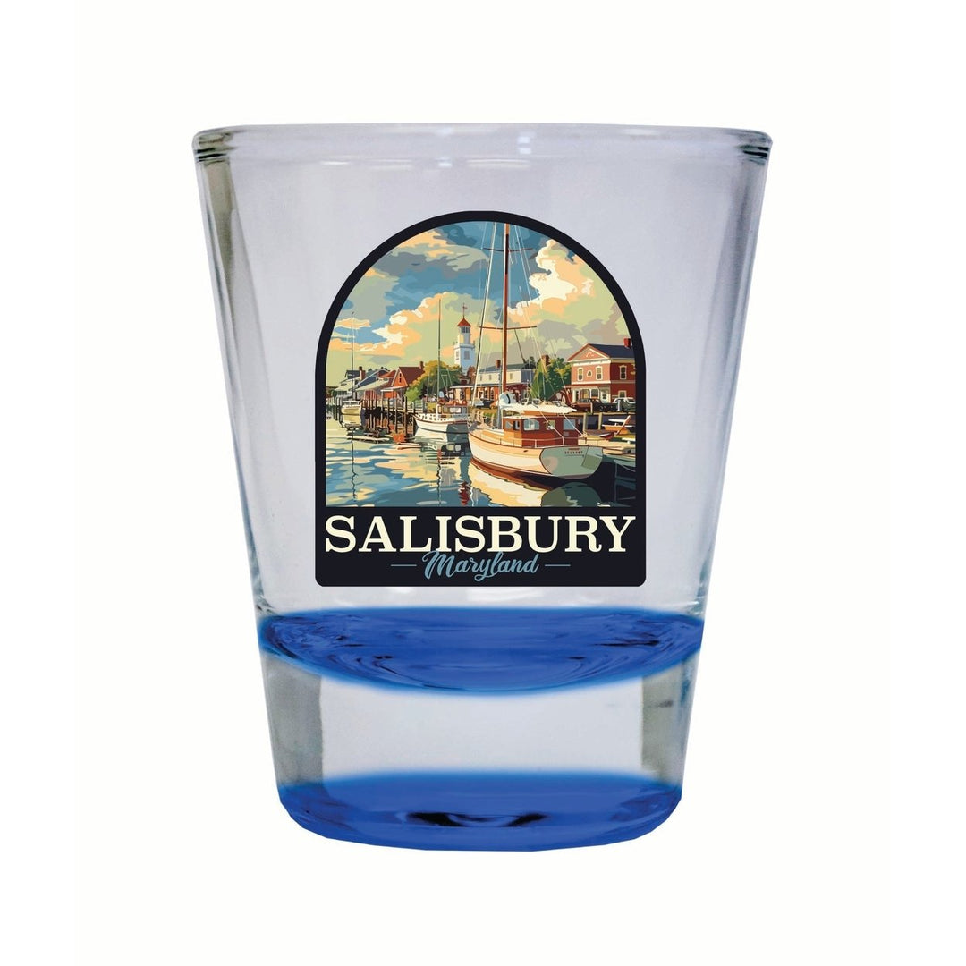 Salisbury Maryland Port of Salisbury Marina Design Souvenir 2 Ounce Shot Glass Round Image 1