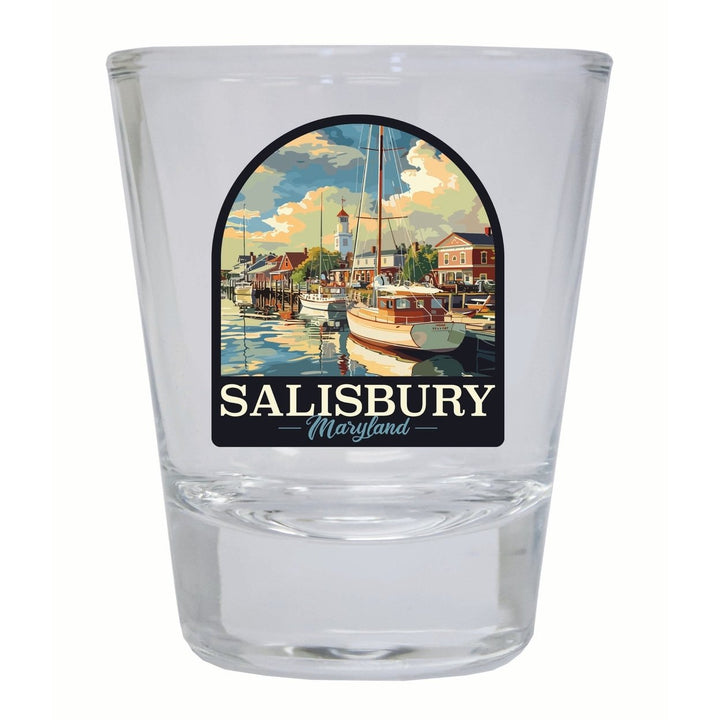 Salisbury Maryland Port of Salisbury Marina Design Souvenir 2 Ounce Shot Glass Round Image 4