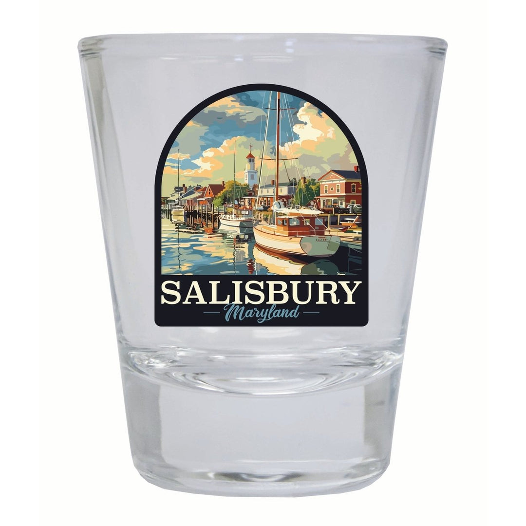 Salisbury Maryland Port of Salisbury Marina Design Souvenir 2 Ounce Shot Glass Round Image 1