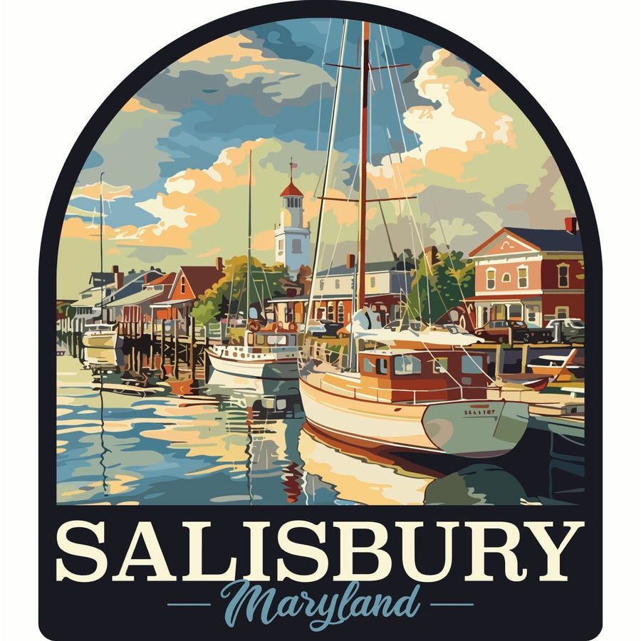 Salisbury Maryland Port of Salisbury Marina Design Souvenir Die Cut Flat Magnet Image 1