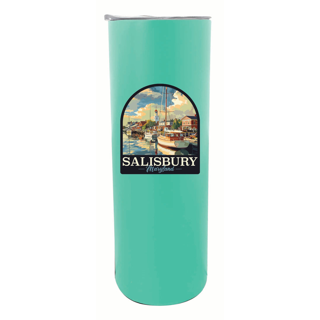 Salisbury Maryland Port of Salisbury Marina Design Souvenir 20 oz Insulated Stainless Steel Skinny Tumbler Image 2