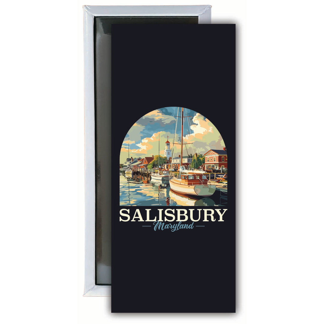 Salisbury Maryland Port of Salisbury Marina Design Souvenir Fridge Magnet 4.75 x 2 Inch Image 1