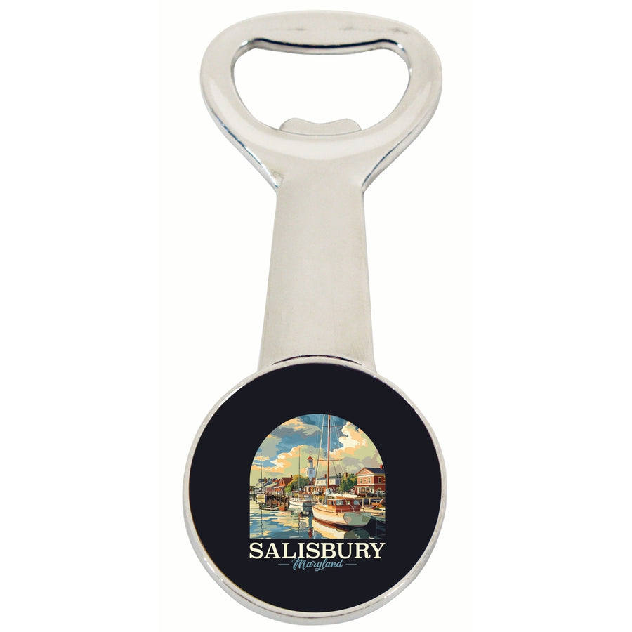 Salisbury Maryland Port of Salisbury Marina Design Souvenir Magnetic Bottle Opener Image 1