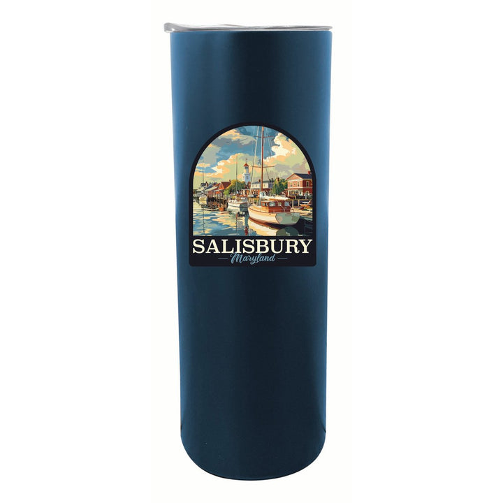 Salisbury Maryland Port of Salisbury Marina Design Souvenir 20 oz Insulated Stainless Steel Skinny Tumbler Image 4