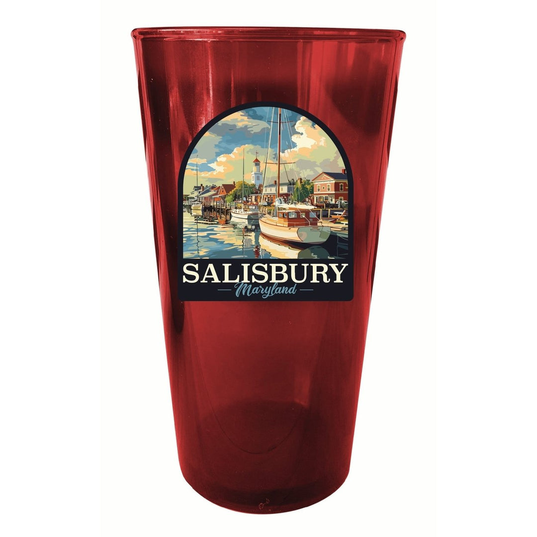 Salisbury Maryland Port of Salisbury Marina Design Souvenir Plastic 16 oz pint Image 1